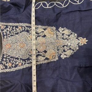 Navy Blue Embroidered Fabric